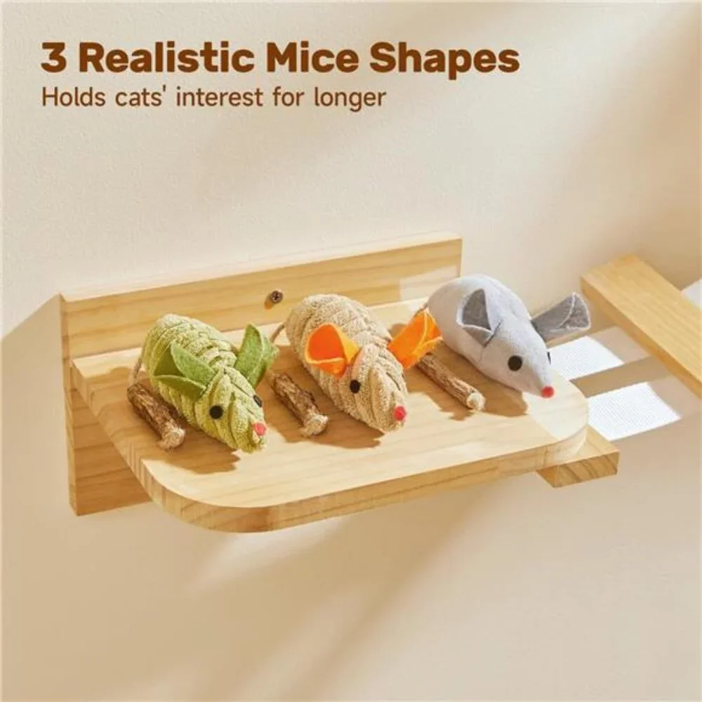 Cat Toys: 3pcs Squeak Mice Interactive Catnip Silvervine Animals